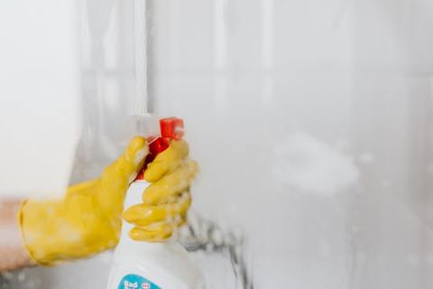 Passaggi per pulire le porte della doccia in vetro con